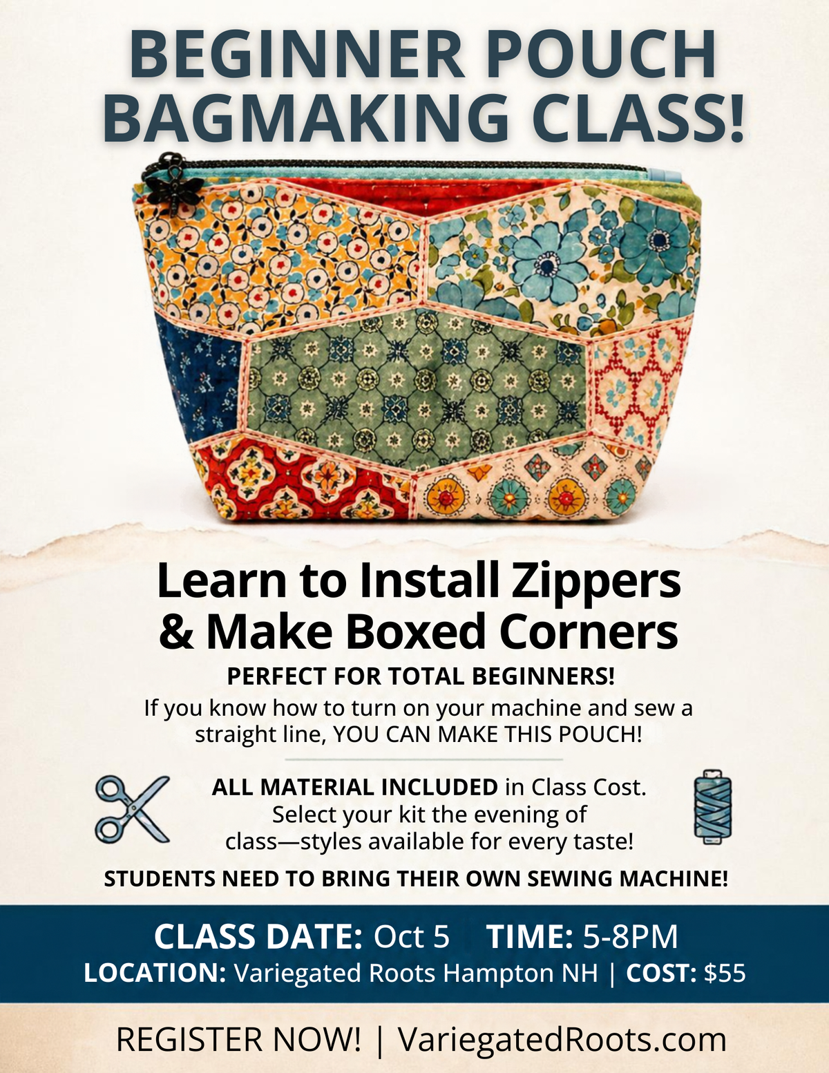 Flyer for zipper pouch class