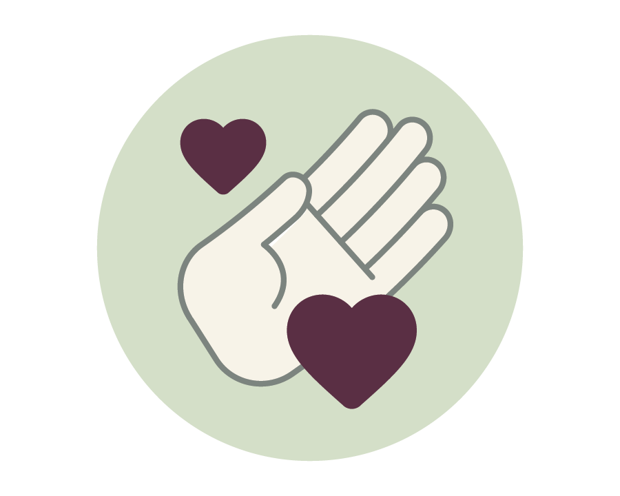 Hand with hearts icons