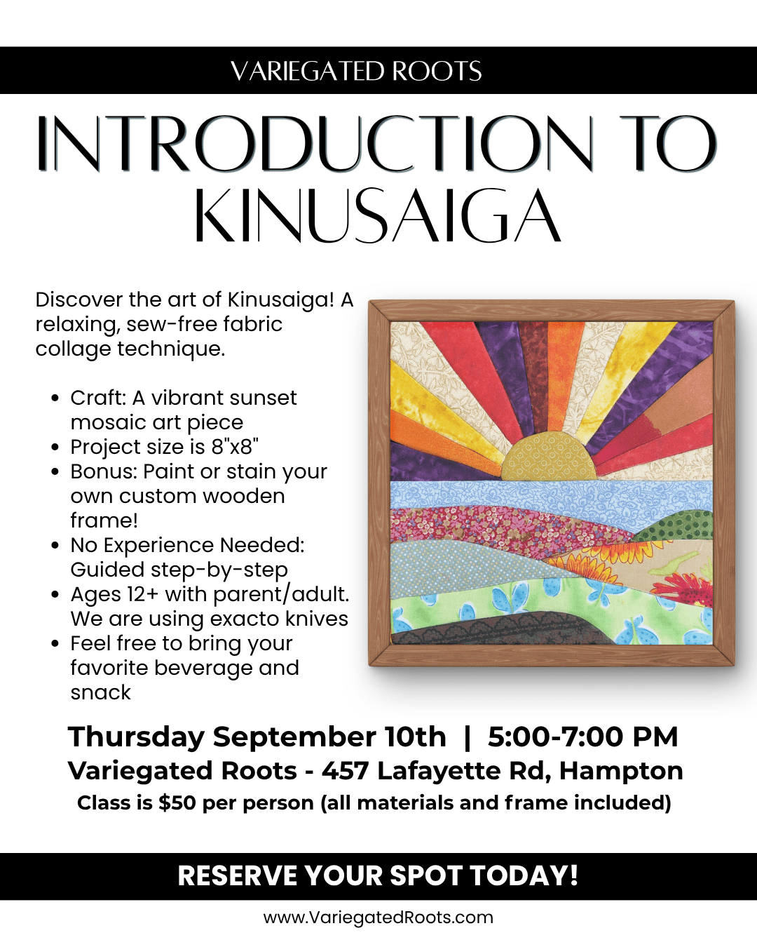 September 10th - Introduction to Kinusaiga - Variegated Roots